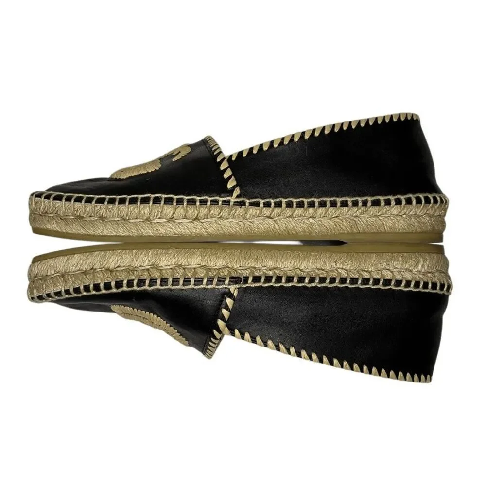 Gucci Charlotte Interlocking G Nappa Leather Espadrille EU 37 Square Toe